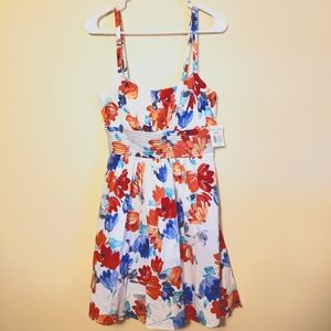 NWT WOMEN'S B. SMART FLORAL SUN DRESS SIZE 8 SPAGHETTI STRAPS